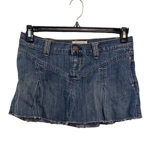 Vintage Y2K Abercrombie & Fitch Denim Mini Skirt Womens 12 Blue Raw Hem Cotton C